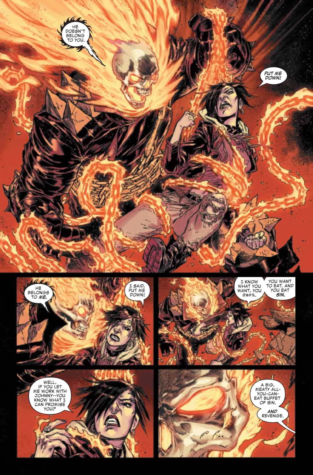SNEAK PEEK Johnny Blaze Is Pursued By The Creature Known As Exhaust In GHOST RIDER On Sale